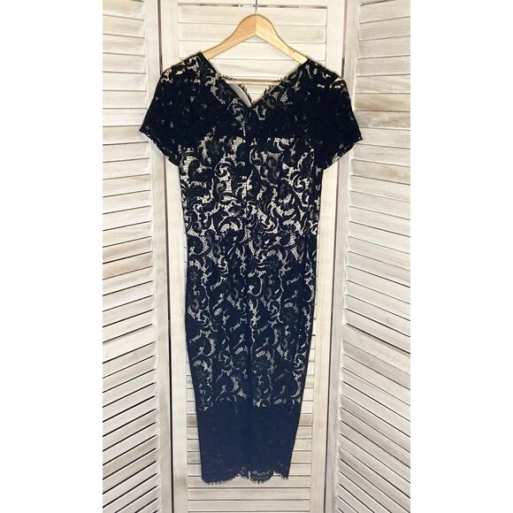 Lover The Label Black French Lace Sweetheart Midi Shift Dress 6 NWT - Picture 7 of 12